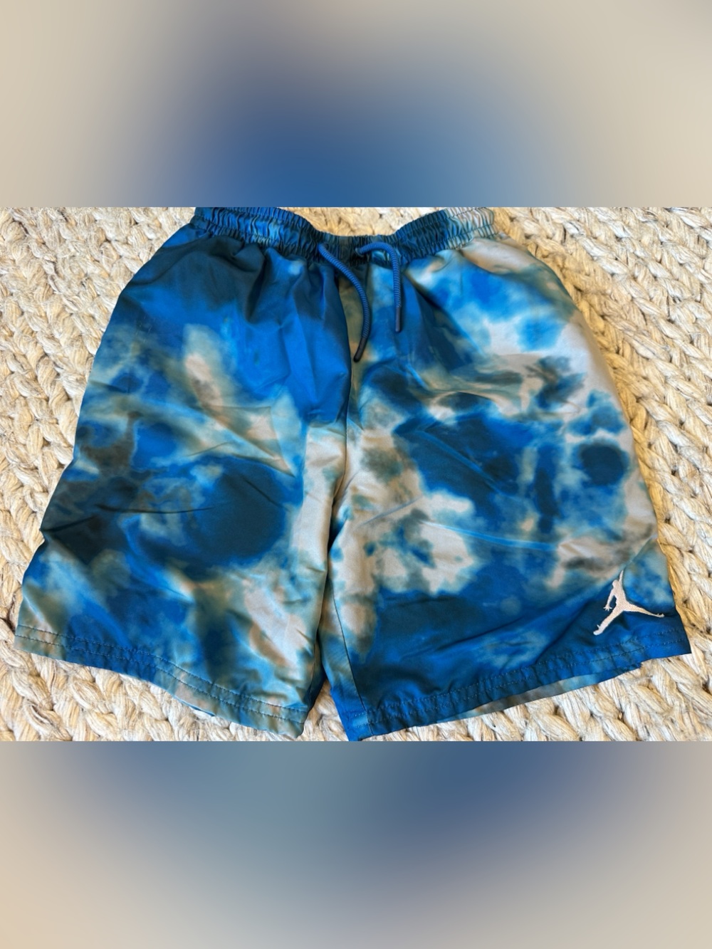 Jordan Yourh Blue and White Tie-Dye Athletic Shorts
